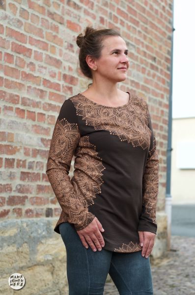 0,5m STÜCK!!! Metallic Mandala Braun-Kupfer BIO-Eigenproduktion (kbA)