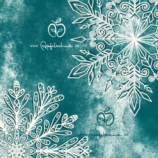 Grungy Snowflakes Teal BIO-Eigenproduktion