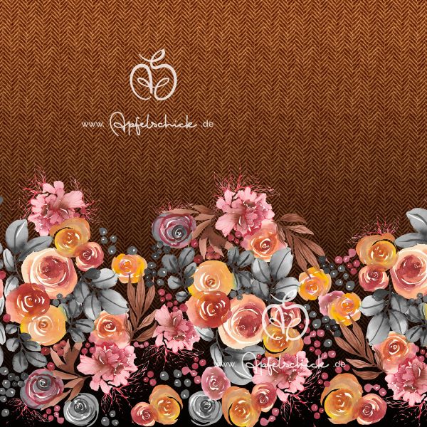 2m STÜCK!!! Herringbone Roses Karamell-Bunt BIO-Eigenproduktion (kbA)