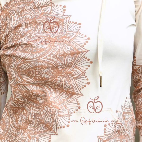 0,5m STÜCK!!! Metallic Mandala Creme-Kupfer BIO-Eigenproduktion (kbA)