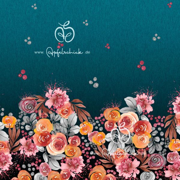 Autumn Roses Petrol-Bunt BIO-Eigenproduktion (kbA)