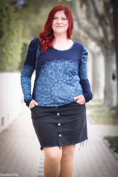 0,5m STÜCK!!! Metallic Mandala Nachtblau-Blau BIO-Eigenproduktion (kbA)