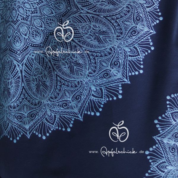 0,5m STÜCK!!! Metallic Mandala Nachtblau-Blau BIO-Eigenproduktion (kbA)