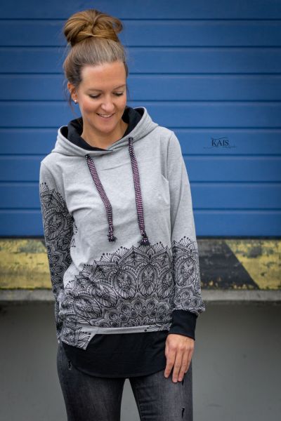 2,5m STÜCK!!! Mandala Grau-Schwarz BIO-Eigenproduktion (kbA)