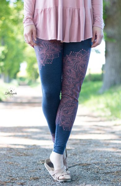 0,5m STÜCK!!! Metallic Mandala Jeans-Rosa BIO-Eigenproduktion (kbA)
