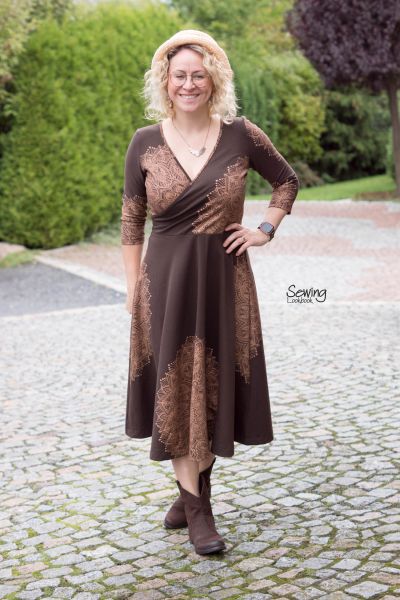 0,5m STÜCK!!! Metallic Mandala Braun-Kupfer BIO-Eigenproduktion (kbA)