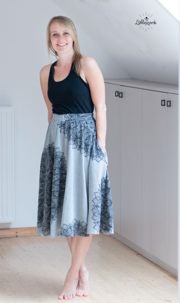 2,5m STÜCK!!! Mandala Grau-Schwarz BIO-Eigenproduktion (kbA)