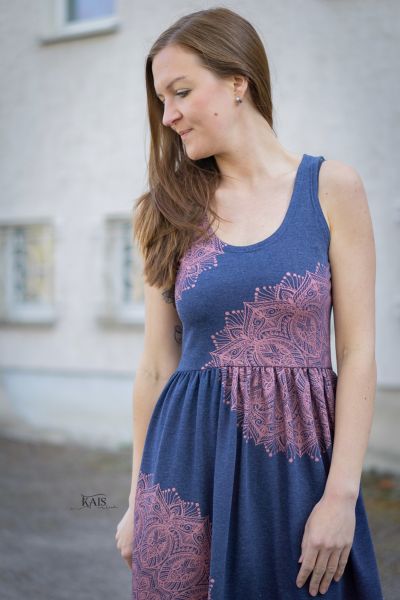 0,5m STÜCK!!! Metallic Mandala Jeans-Rosa BIO-Eigenproduktion (kbA)