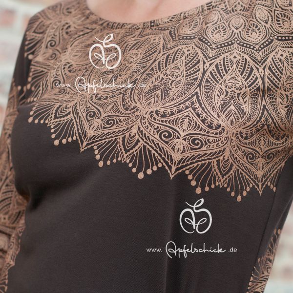 0,5m STÜCK!!! Metallic Mandala Braun-Kupfer BIO-Eigenproduktion (kbA)