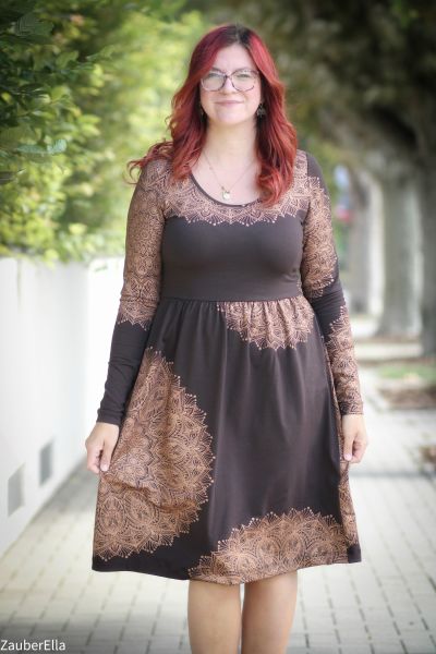 0,5m STÜCK!!! Metallic Mandala Braun-Kupfer BIO-Eigenproduktion (kbA)