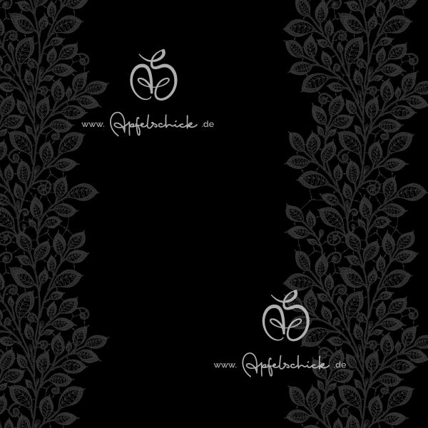 Lace Leaves Schwarz Dunkelgrau BIO-Jacquard-Eigenproduktion