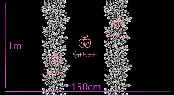 0,5m STÜCK!!! Lace Leaves Mineral-Rosé BIO-Eigenproduktion (kbA)
