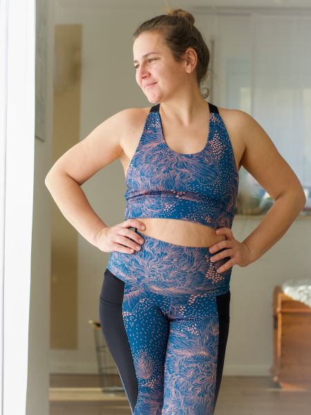 1,5m STÜCK!!! Big Flower Navy-Apricot Eigenproduktion